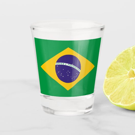 Patriotisches Schießglas mit brasilianischer Flagg Schnapsglas (Vorderseite)