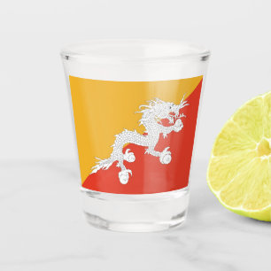 Patriotisches Schießglas mit der Flagge Bhutans Schnapsglas