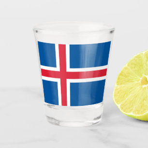 Patriotisches Schießglas mit der Flagge Islands Schnapsglas