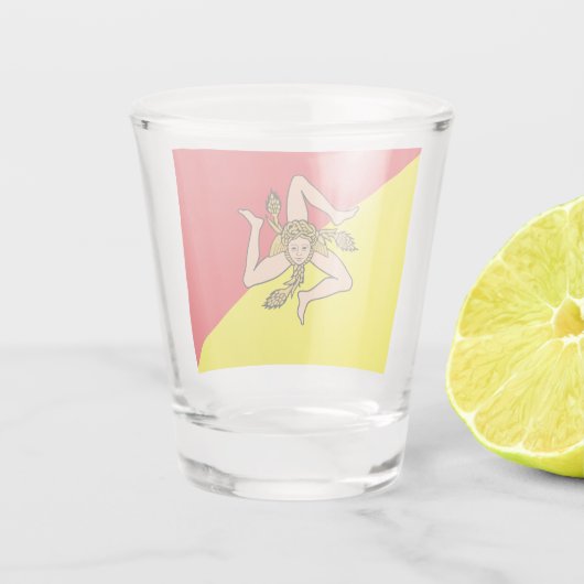 Patriotisches Schießglas mit der Flagge Siziliens, Schnapsglas (Rückseite)