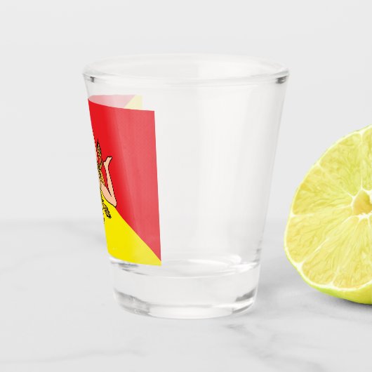 Patriotisches Schießglas mit der Flagge Siziliens, Schnapsglas (Rechts)