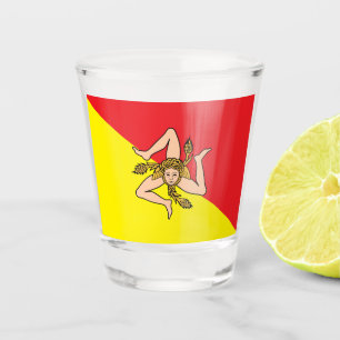 Patriotisches Schießglas mit der Flagge Siziliens, Schnapsglas