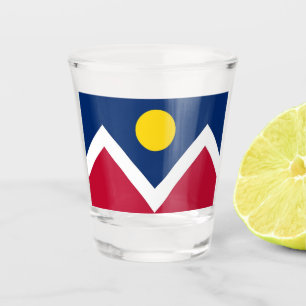Patriotisches Schießglas mit der Flagge von Denver Schnapsglas
