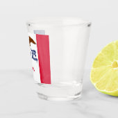 Patriotisches Schießglas mit der Flagge von Iowa Schnapsglas (Rechts)