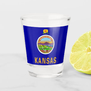 Patriotisches Schießglas mit der Flagge von Kansas Schnapsglas