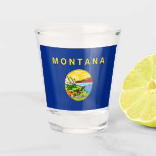 Patriotisches Schießglas mit der Flagge von Montan Schnapsglas