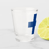 Patriotisches Schießglas mit finnischer Flagge Schnapsglas (Links)