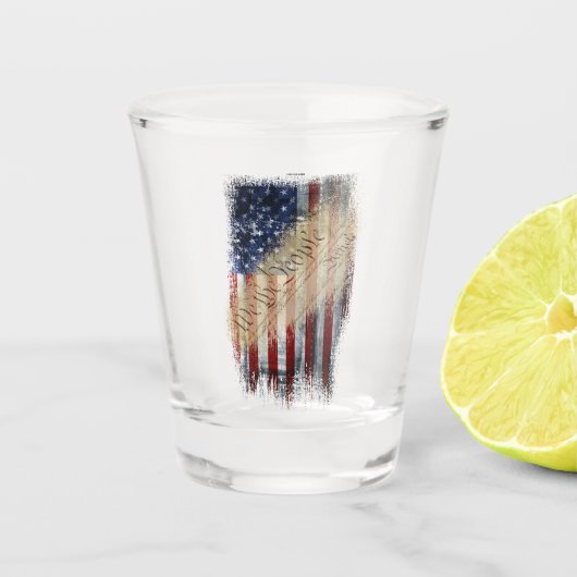 Patriotisches Schießglas Vintage amerikanische Fla Schnapsglas (Vorderseite)