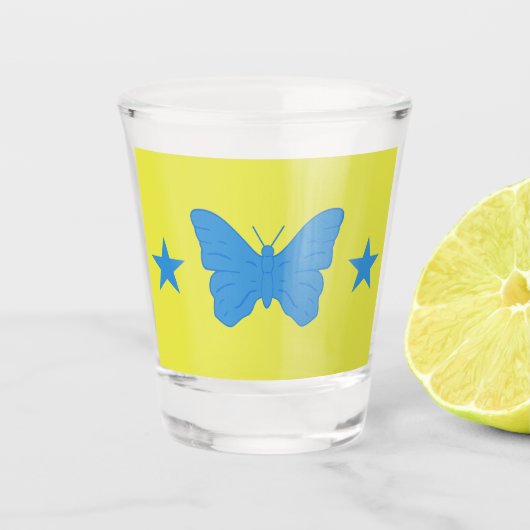 Patriotisches Schnapsglas mit der Flagge von Bady (Vorderseite)
