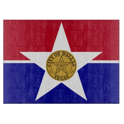 Patriotisches Schneidebrett mit Flagge von Dallas (Vorderseite)