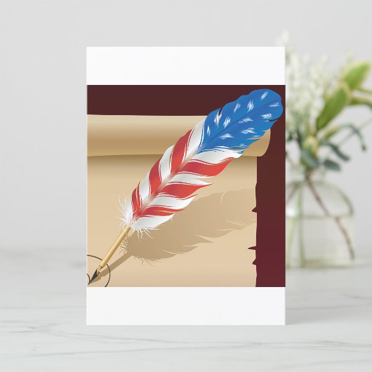 Patriotisches Schreiben Feder auf antiker Papier Einladung