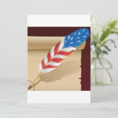 Patriotisches Schreiben Feder auf antiker Papier Einladung (Stehend Vorderseite)