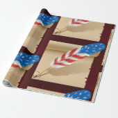 Patriotisches Schreibfeder auf antiker Papier Geschenkpapier (Ungerollt)
