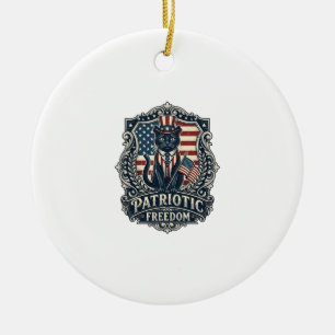 Patriotisches schwarzes Katzen-Vektorgrafik-T-Shir Keramik Ornament