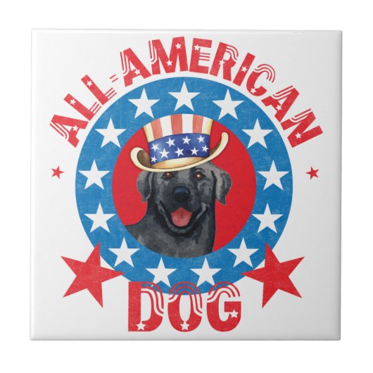 Patriotisches Schwarzes Labor Fliese (Vorderseite)