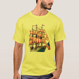 Patriotisches Segelschiff mit amerikanischen Flag- T-Shirt