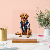 Patriotisches Servicehund Golden Retriever Shirt 4 Acrylschild (Hochzeit)