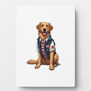 Patriotisches Servicehund Golden Retriever Shirt 4 Fotoplatte