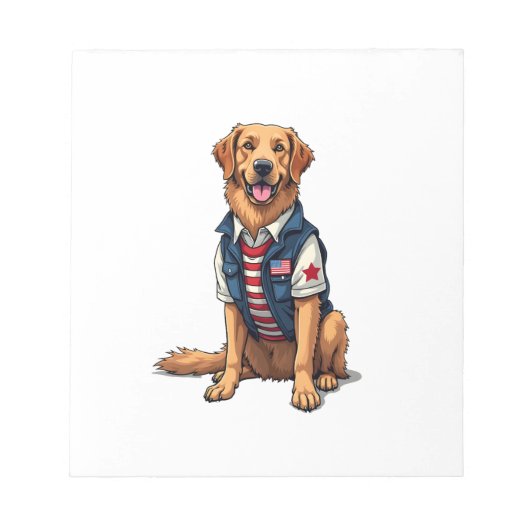 Patriotisches Servicehund Golden Retriever Shirt 4 Notizblock (Vorderseite)