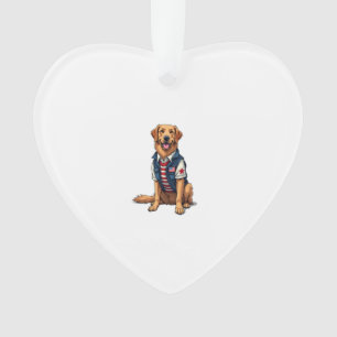 Patriotisches Servicehund Golden Retriever Shirt 4 Ornament