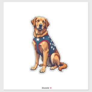 Patriotisches Servicehund Golden Retriever Shirt Aufkleber