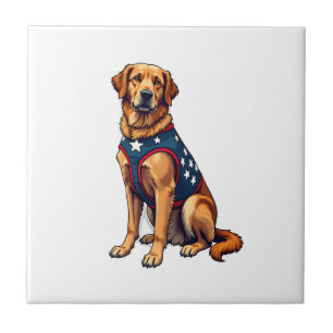 Patriotisches Servicehund Golden Retriever Shirt Fliese