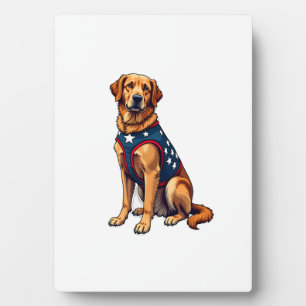 Patriotisches Servicehund Golden Retriever Shirt Fotoplatte