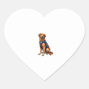 Patriotisches Servicehund Golden Retriever Shirt Herz-Aufkleber