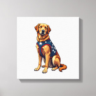 Patriotisches Servicehund Golden Retriever Shirt Leinwanddruck