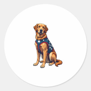 Patriotisches Servicehund Golden Retriever Shirt Runder Aufkleber