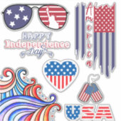 Patriotisches Set zum Unabhängigkeitstag Aufkleber (Vorderseite)