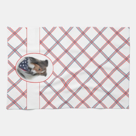 Patriotisches Sheltie Geschirrtuch (Horizontal)