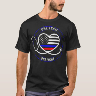 Patriotisches Shirt, One Team One Fight Stethoscop T-Shirt