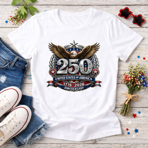 Patriotisches Silber-Semiquincentennial-Emblem T-Shirt
