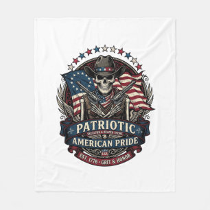 Patriotisches Skelett Cowboy Dunkler Patriot Skele Fleecedecke