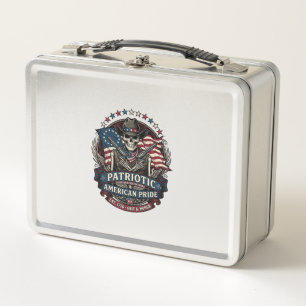 Patriotisches Skelett Cowboy Dunkler Patriot Skele Metall Brotdose