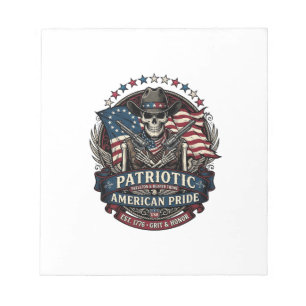 Patriotisches Skelett Cowboy Dunkler Patriot Skele Notizblock