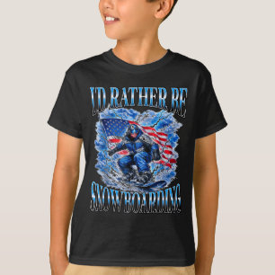 Patriotisches Snowboardfahren amerikanische Flagge T-Shirt