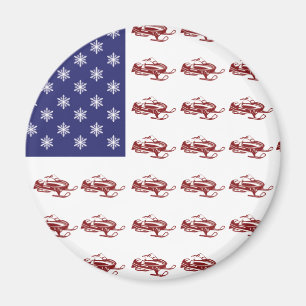 Patriotisches Snowmobiling Magnet