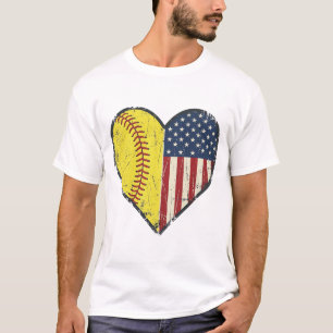 Patriotisches Softball-Herz Vintage-Vektordesign_1 T-Shirt