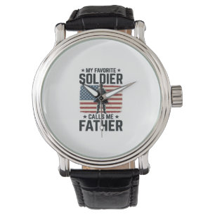Patriotisches Soldat Vater Vintage Vector Shirt De Armbanduhr