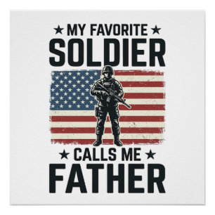 Patriotisches Soldat Vater Vintage Vector Shirt De Poster