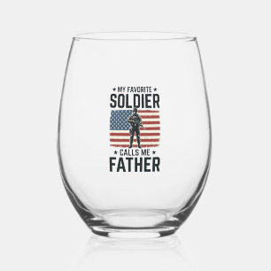 Patriotisches Soldat Vater Vintage Vector Shirt De Weinglas Ohne Stiel