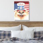 Patriotisches Spielzeug pom Dog Amerikanischer Fah Leinwanddruck (Insitu (Schlafzimmer))