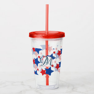 Patriotisches Sterne-Muster Monogramm individuell Acryltrinkbecher