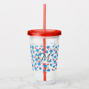 Patriotisches Sterne-Muster Monogramm individuell Acryltrinkbecher