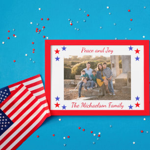 Patriotisches Sternen-Familienfoto Feiertagspostkarte