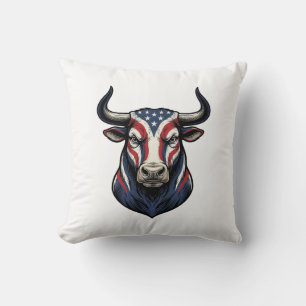 Patriotisches Stierkopf-Vintage-Stichdesign_1 Kissen