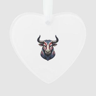 Patriotisches Stierkopf-Vintage-Stichdesign_1 Ornament