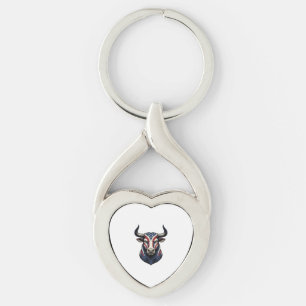 Patriotisches Stierkopf-Vintage-Stichdesign_1 Schlüsselanhänger